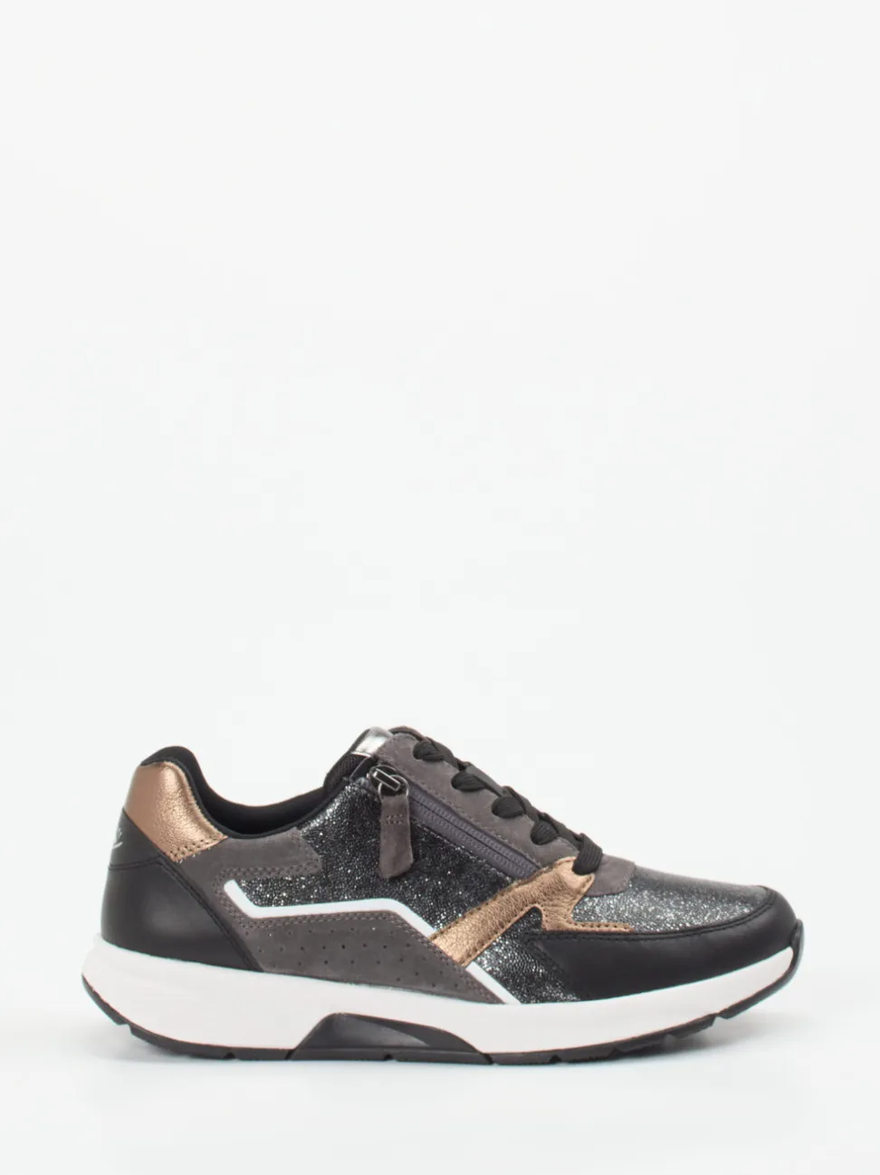 Gabor Comfort – Sneaker aus Metallicleder in Schwarz