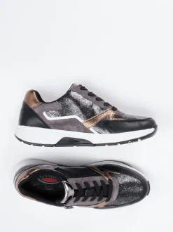 Gabor Comfort – Sneaker aus Metallicleder in Schwarz