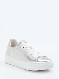 Gabor Comfort – Sneaker aus Metallicleder silberfarben