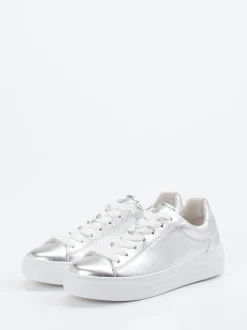 Gabor Comfort – Sneaker aus Metallicleder silberfarben