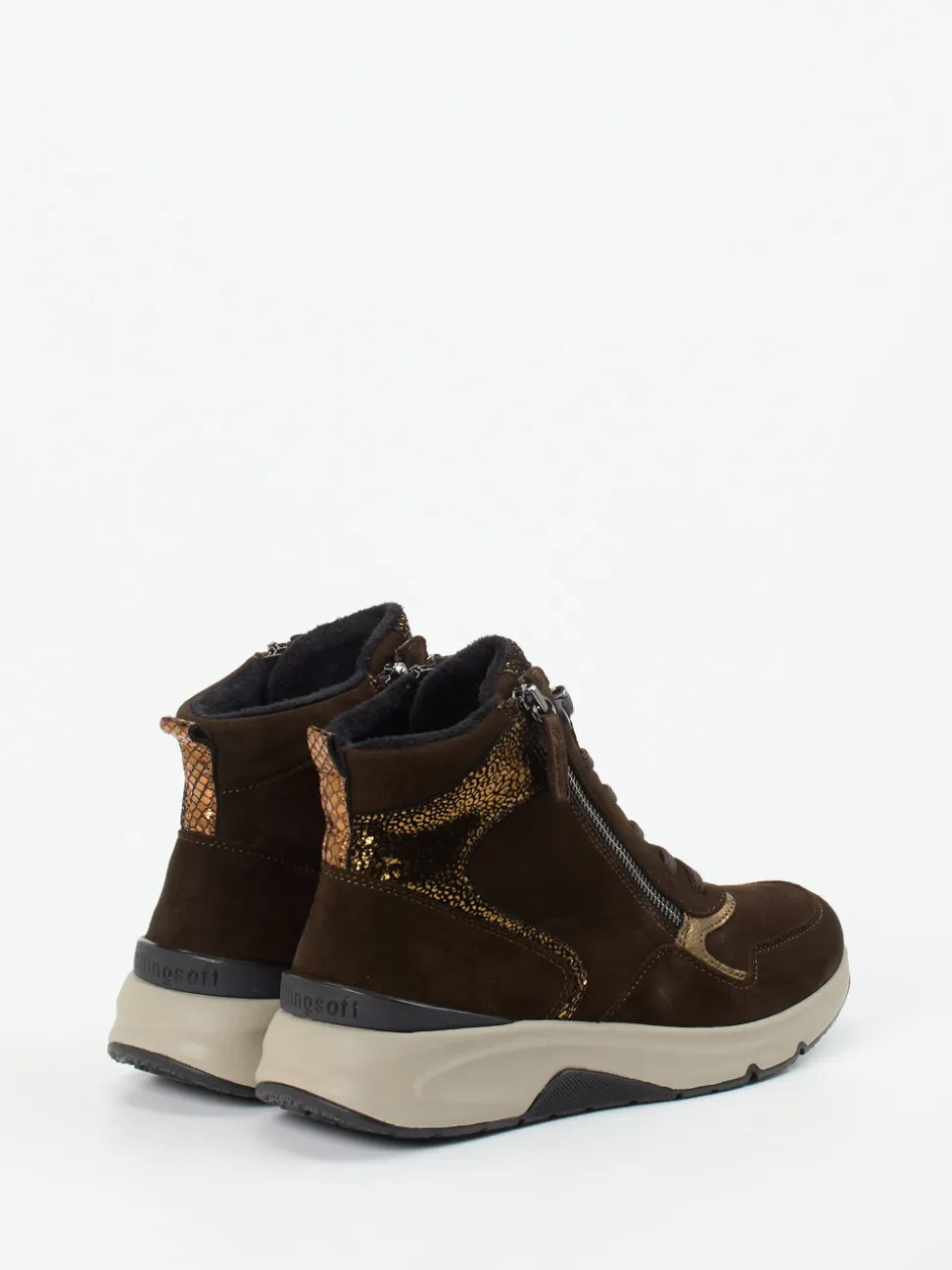Gabor Comfort – Sneakerboots aus Veloursleder Dunkelbraun