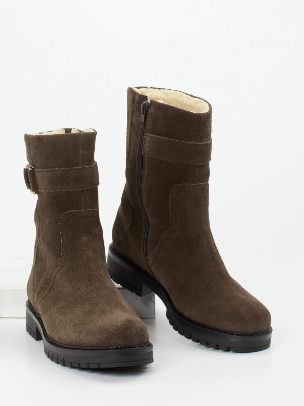 Gabor Comfort – Stiefeletten aus Veloursleder mokkabraun