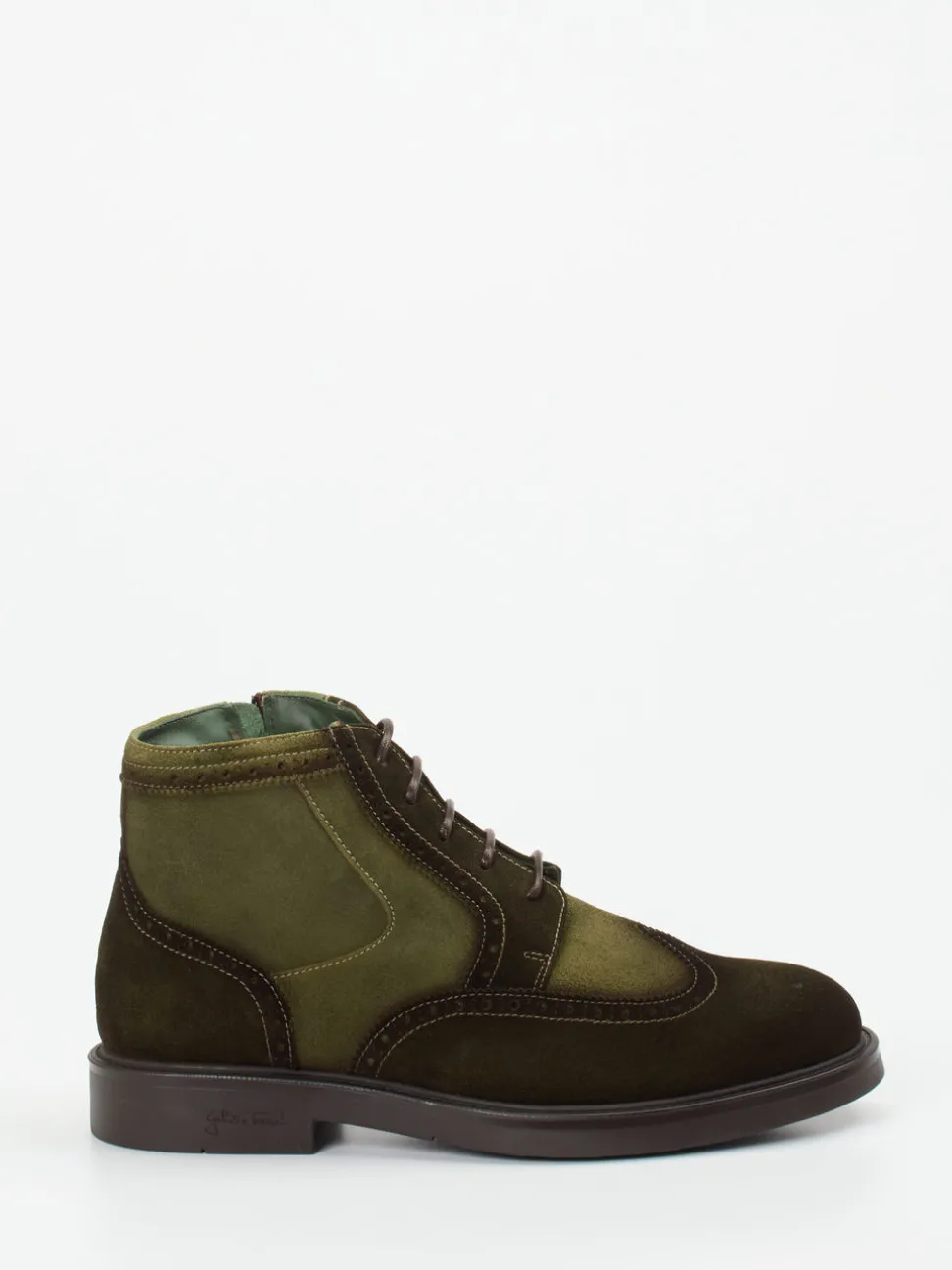 Galizio Torresi – Brogue-Boots aus Veloursleder olivgrün