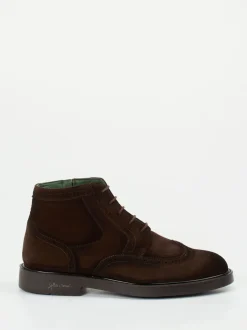 Galizio Torresi – Brogue-Boots aus Veloursleder Braun
