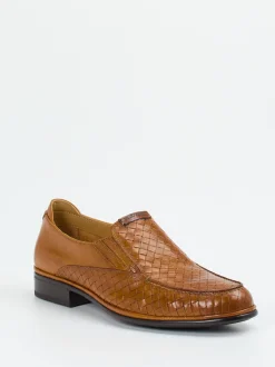 Galizio Torresi – Loafer aus geprägtem Leder Cognac