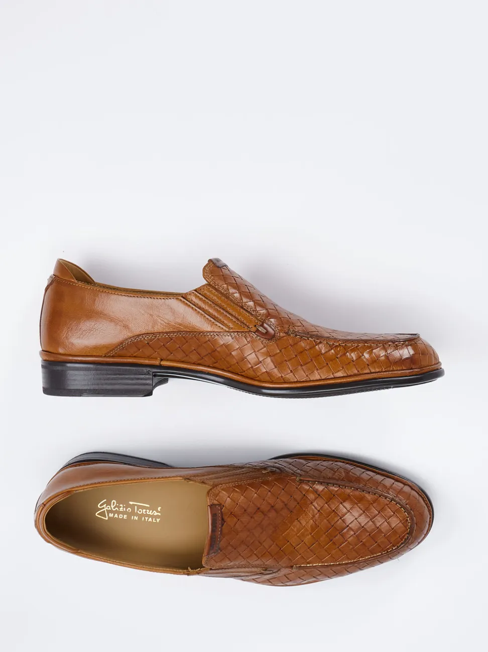 Galizio Torresi – Loafer aus geprägtem Leder Cognac