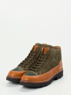 Galizio Torresi – Schnürboots aus Veloursleder olivgrün