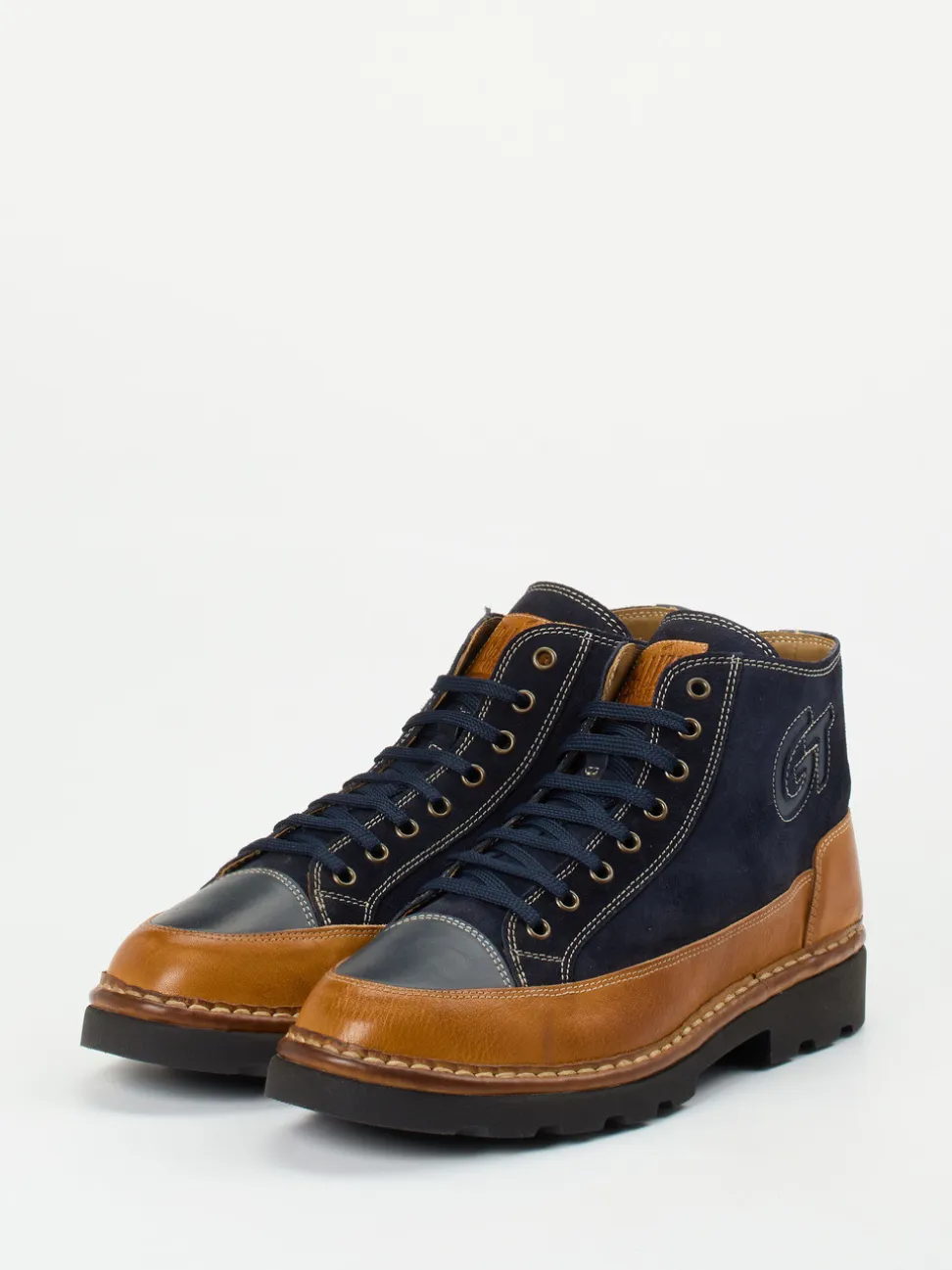 Galizio Torresi – Schnürboots aus Veloursleder Dunkelblau