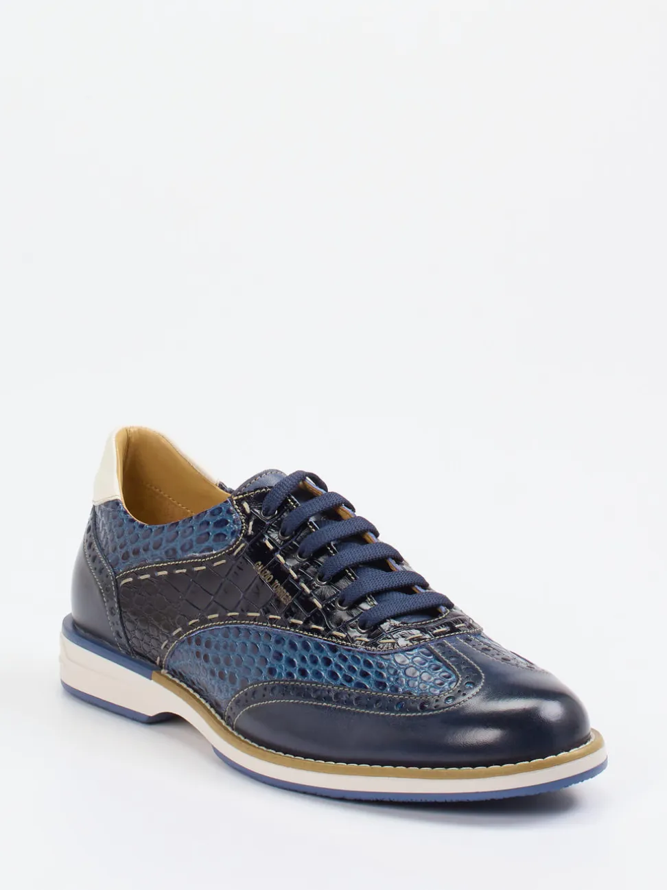 Galizio Torresi – Schnürschuh aus geprägtem Leder Blau