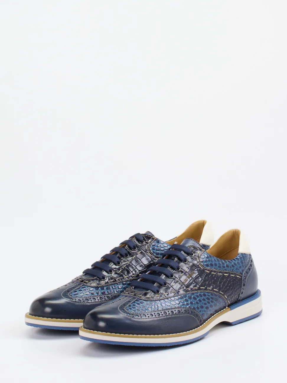 Galizio Torresi – Schnürschuh aus geprägtem Leder Blau