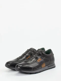 Galizio Torresi – Slip-On Sneaker aus Kalbleder Schwarz
