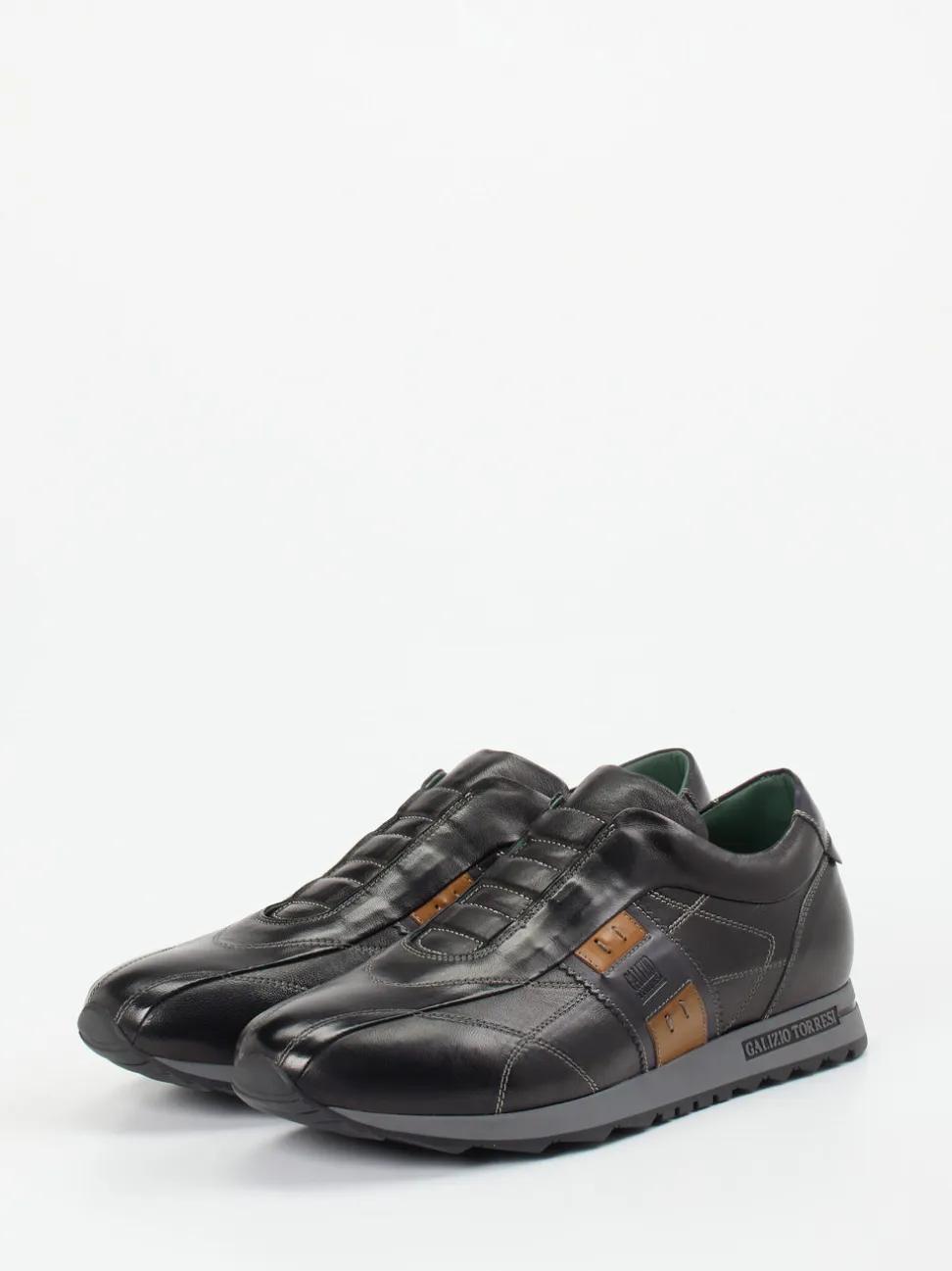Galizio Torresi – Slip-On Sneaker aus Kalbleder Schwarz