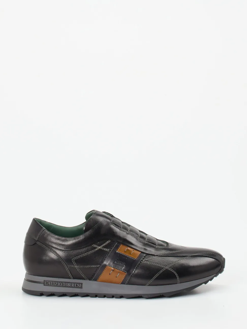 Galizio Torresi – Slip-On Sneaker aus Kalbleder Schwarz