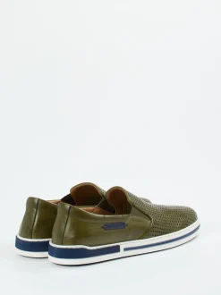 Galizio Torresi – Slip-On Sneaker aus Glattleder Olivgrün
