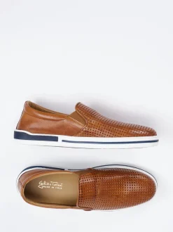 Galizio Torresi – Slip-On Sneaker aus Glattleder cognac