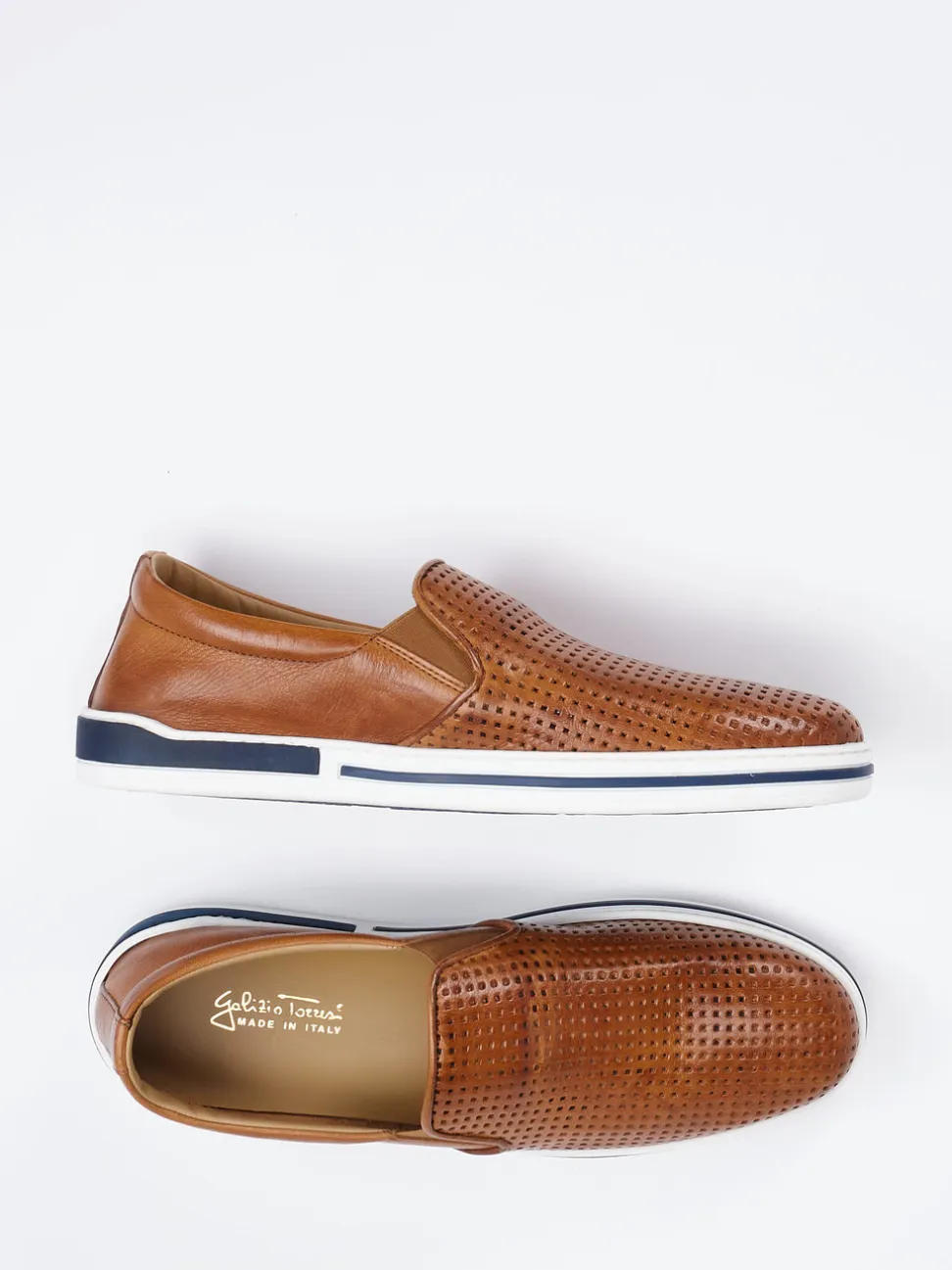 Galizio Torresi – Slip-On Sneaker aus Glattleder cognac