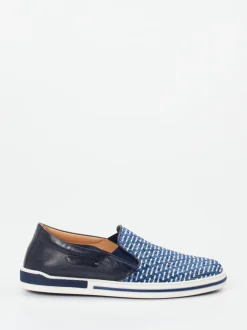 Galizio Torresi – Slip-On Sneaker aus Textil und Leder blau