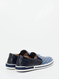 Galizio Torresi – Slip-On Sneaker aus Textil und Leder blau
