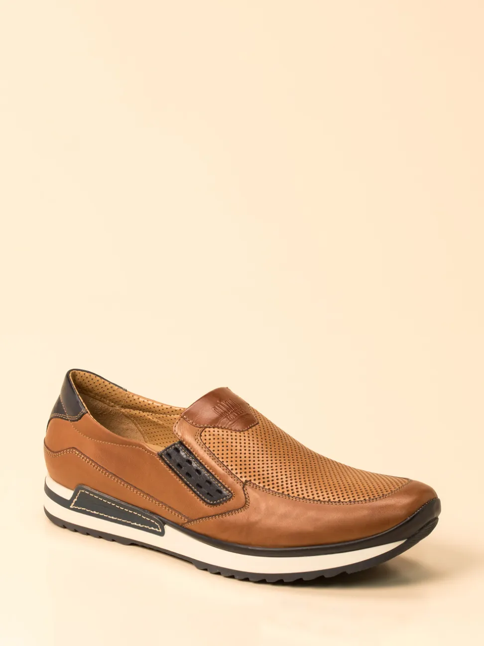 Galizio Torresi – Slipper aus geprägtem Leder cognacbraun
