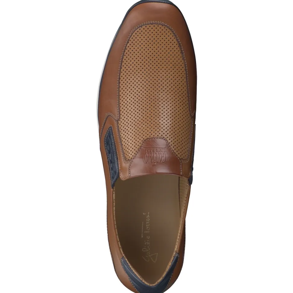 Galizio Torresi – Slipper aus geprägtem Leder cognacbraun