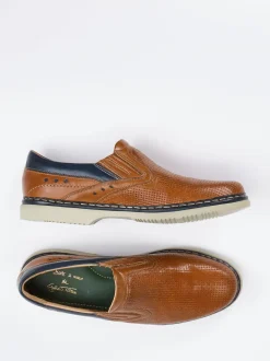 Galizio Torresi – Slipper aus geprägtem Leder cognac