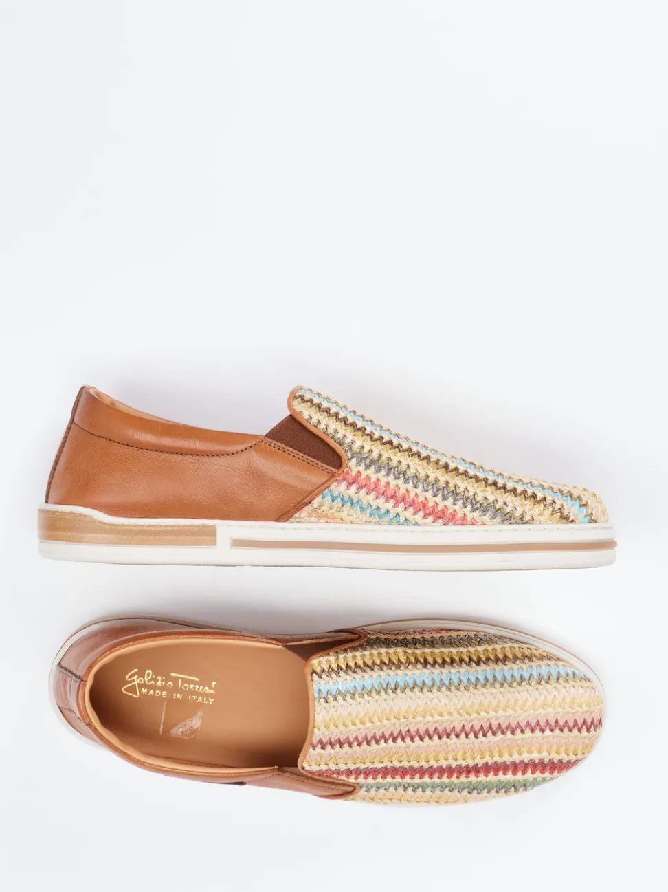 Galizio Torresi – Slipper aus Textil und Kalbleder multicolor