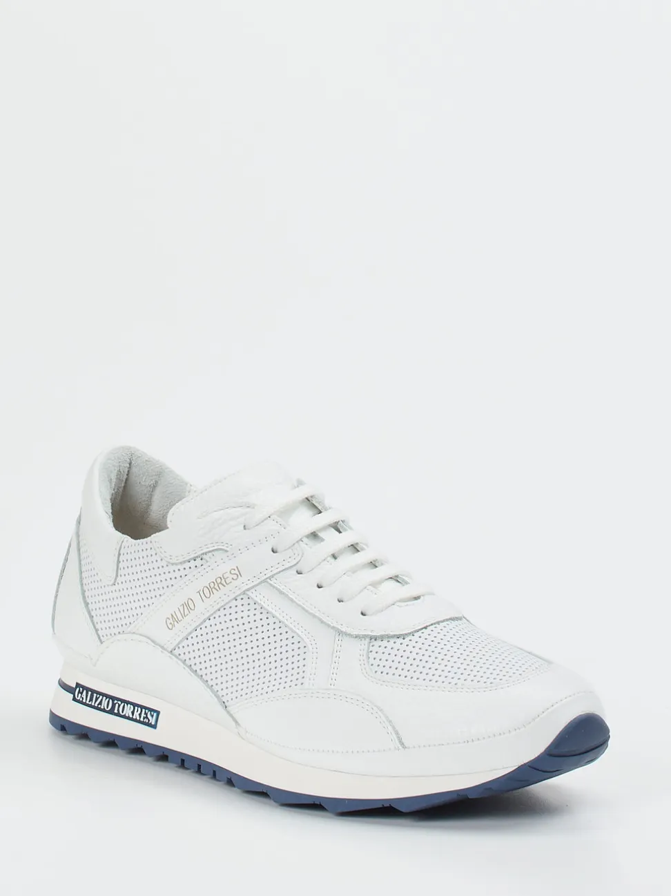 Galizio Torresi – Sneaker aus Kalbleder-Mesh-Mix weiß