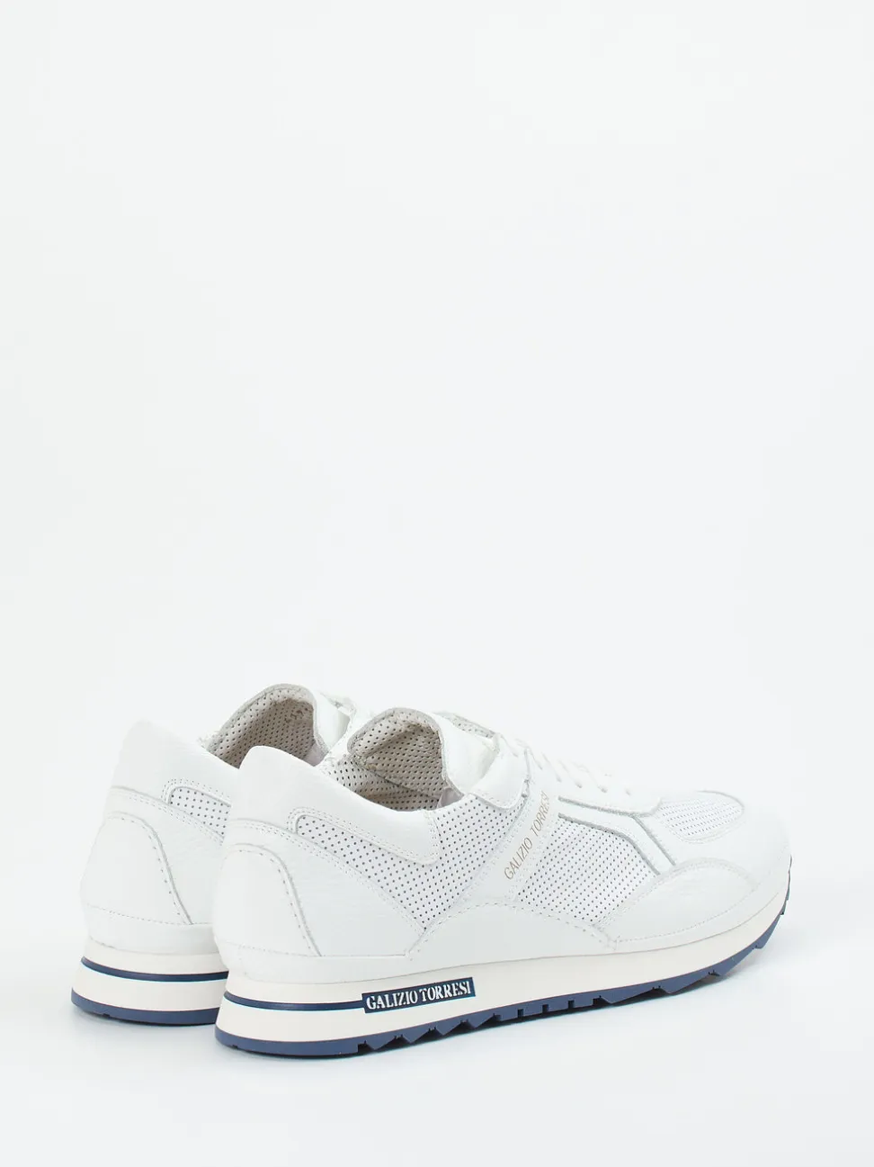 Galizio Torresi – Sneaker aus Kalbleder-Mesh-Mix weiß