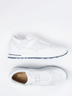 Galizio Torresi – Sneaker aus Kalbleder-Mesh-Mix weiß
