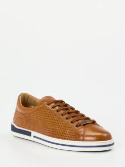 Galizio Torresi – Sneaker aus Glattleder cognacfarben