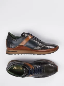 Galizio Torresi – Sneaker aus geprägtem Leder in Blau