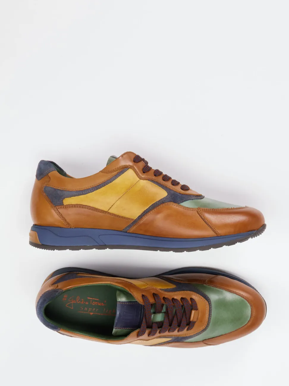 Galizio Torresi – Sneaker aus Leder-Mix cognacfarben