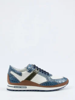 Galizio Torresi – Sneaker aus geprägtem Leder cremeweiß