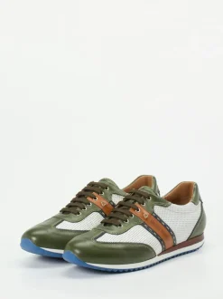 Galizio Torresi – Sneaker aus Leder und Mesh olivgrün
