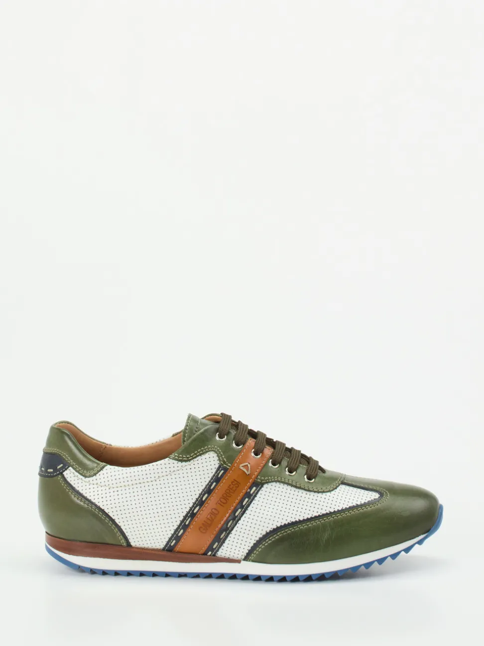 Galizio Torresi – Sneaker aus Leder und Mesh olivgrün