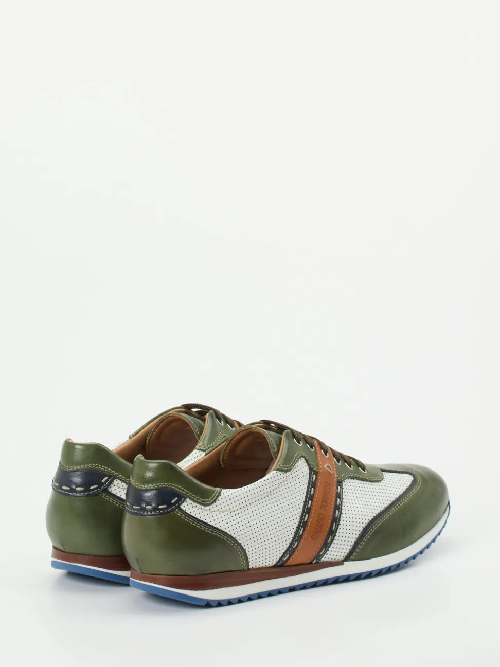 Galizio Torresi – Sneaker aus Leder und Mesh olivgrün