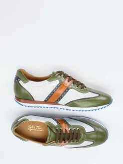 Galizio Torresi – Sneaker aus Leder und Mesh olivgrün