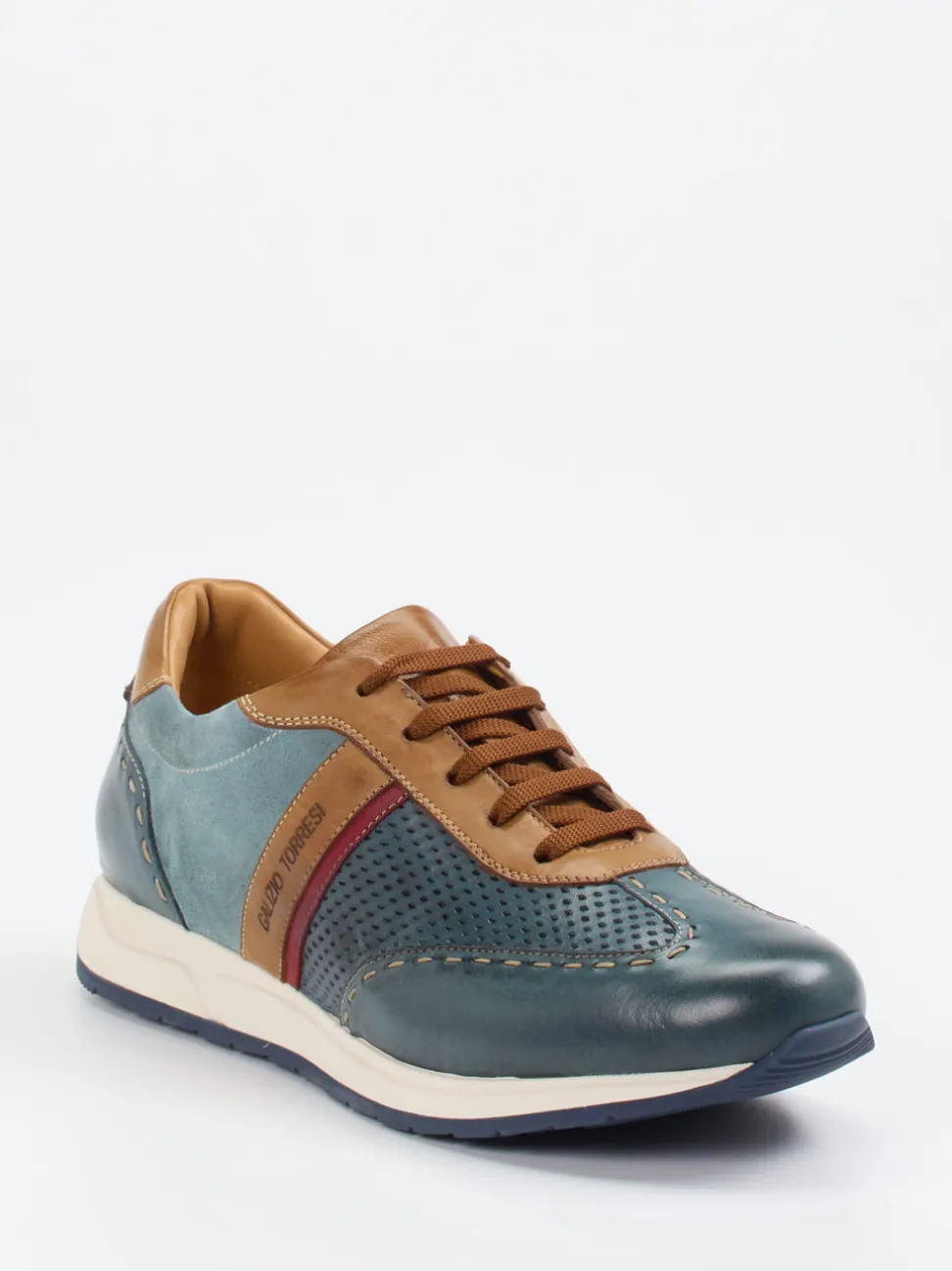 Galizio Torresi – Sneaker aus Leder-Mix in Petrol