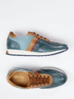 Galizio Torresi – Sneaker aus Leder-Mix in Petrol