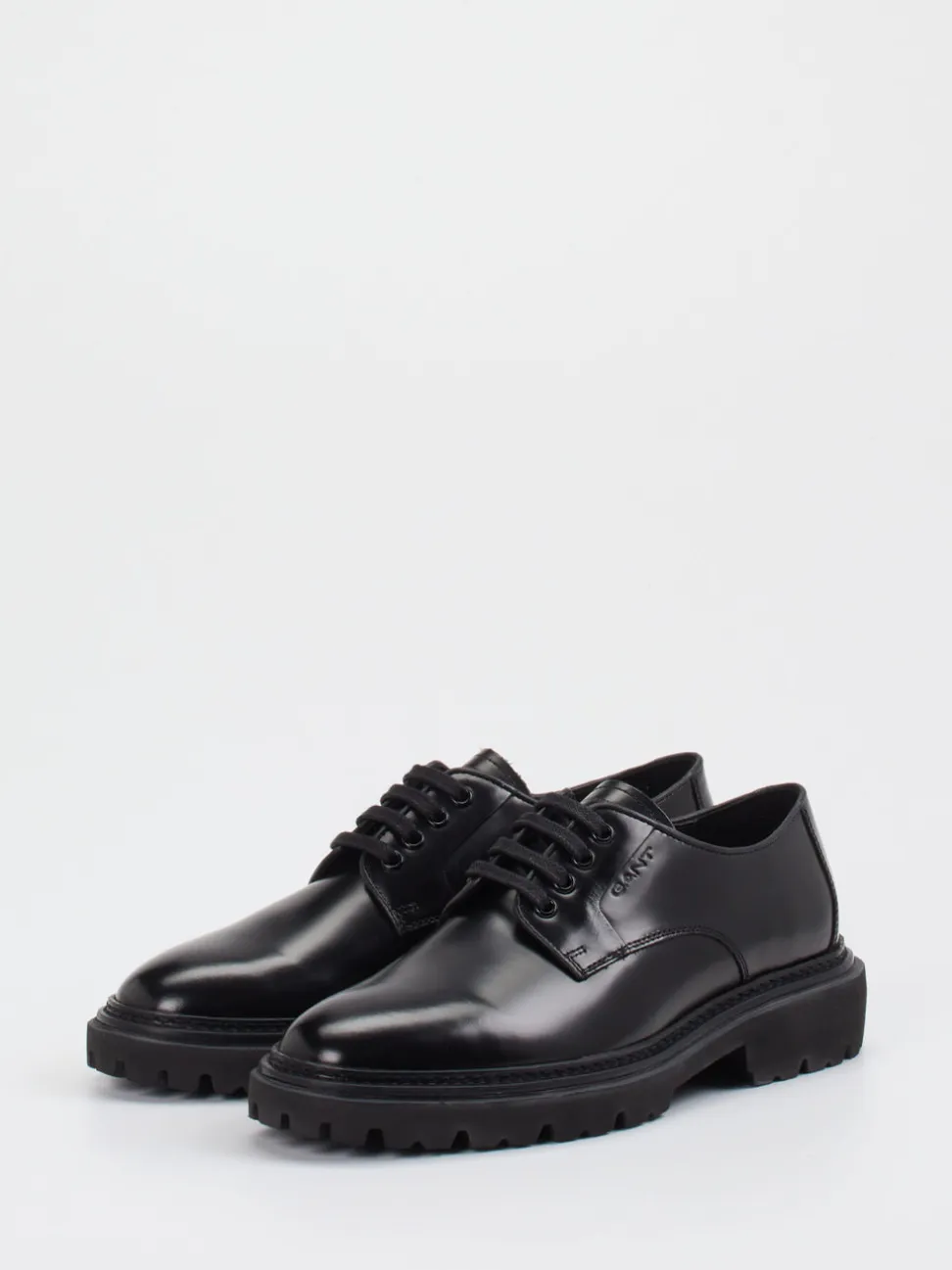Gant – Derby-Schnürschuhe aus Hochglanzleder Schwarz