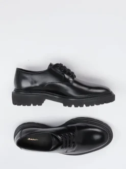 Gant – Derby-Schnürschuhe aus Hochglanzleder Schwarz