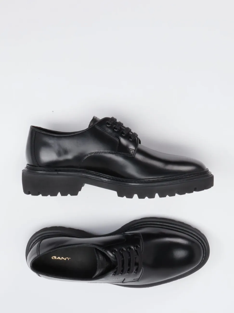Gant – Derby-Schnürschuhe aus Hochglanzleder Schwarz
