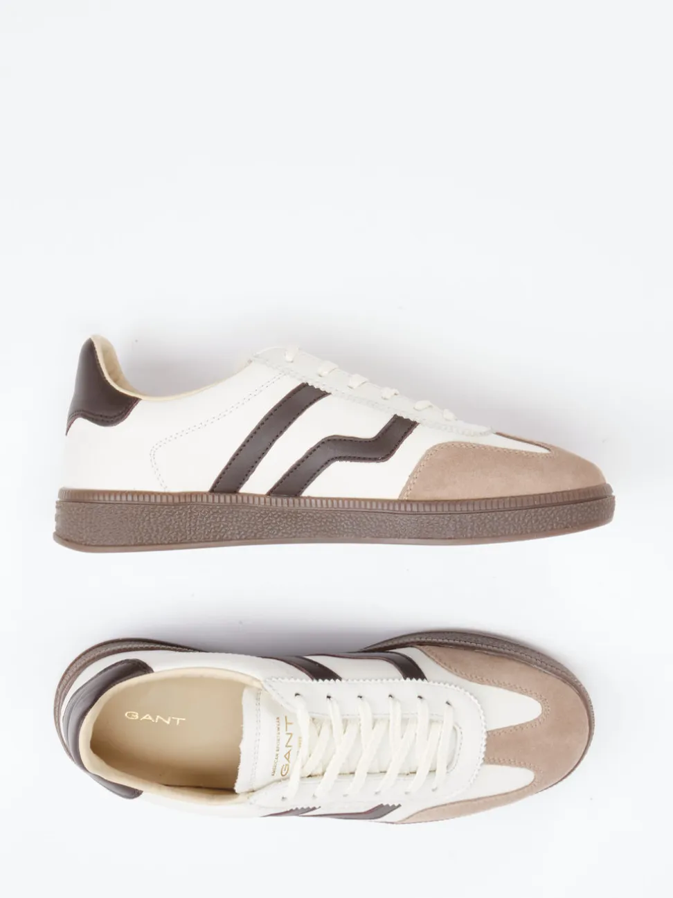 Gant – Sneaker aus Velour- und Glattleder cremeweiß