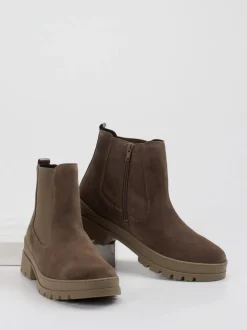 Ganter – Chelsea Boots aus Veloursleder taupebraun