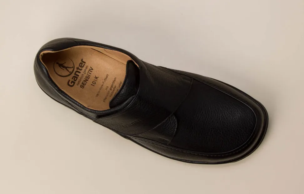 Ganter – Klettslipper aus Kalbleder Schwarz