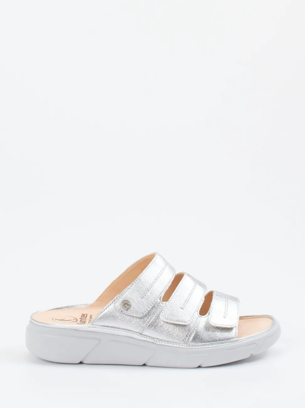 Ganter – Komfort-Pantolette aus Metallicleder silber