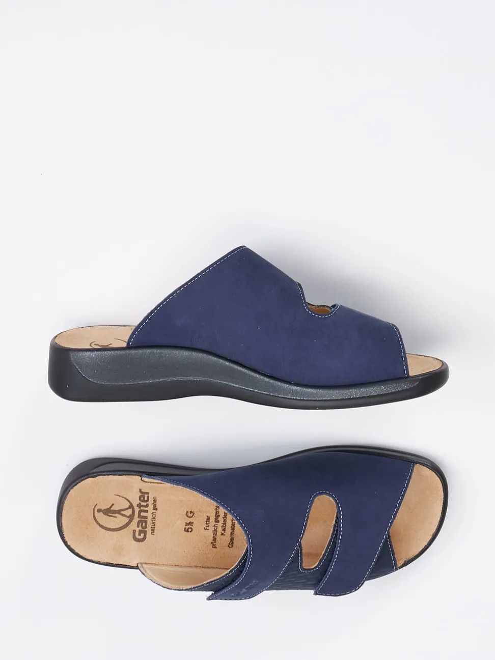 Ganter – Komfort-Pantolette aus Nubukleder marineblau
