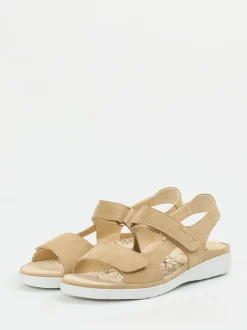Ganter – Komfortsandale aus Veloursleder beige