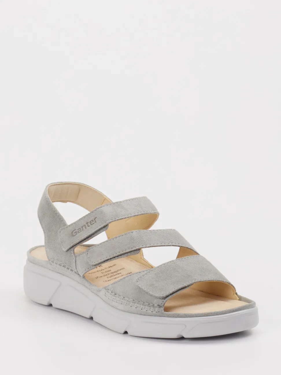 Ganter – Komfortsandalen aus Veloursleder hellgrau