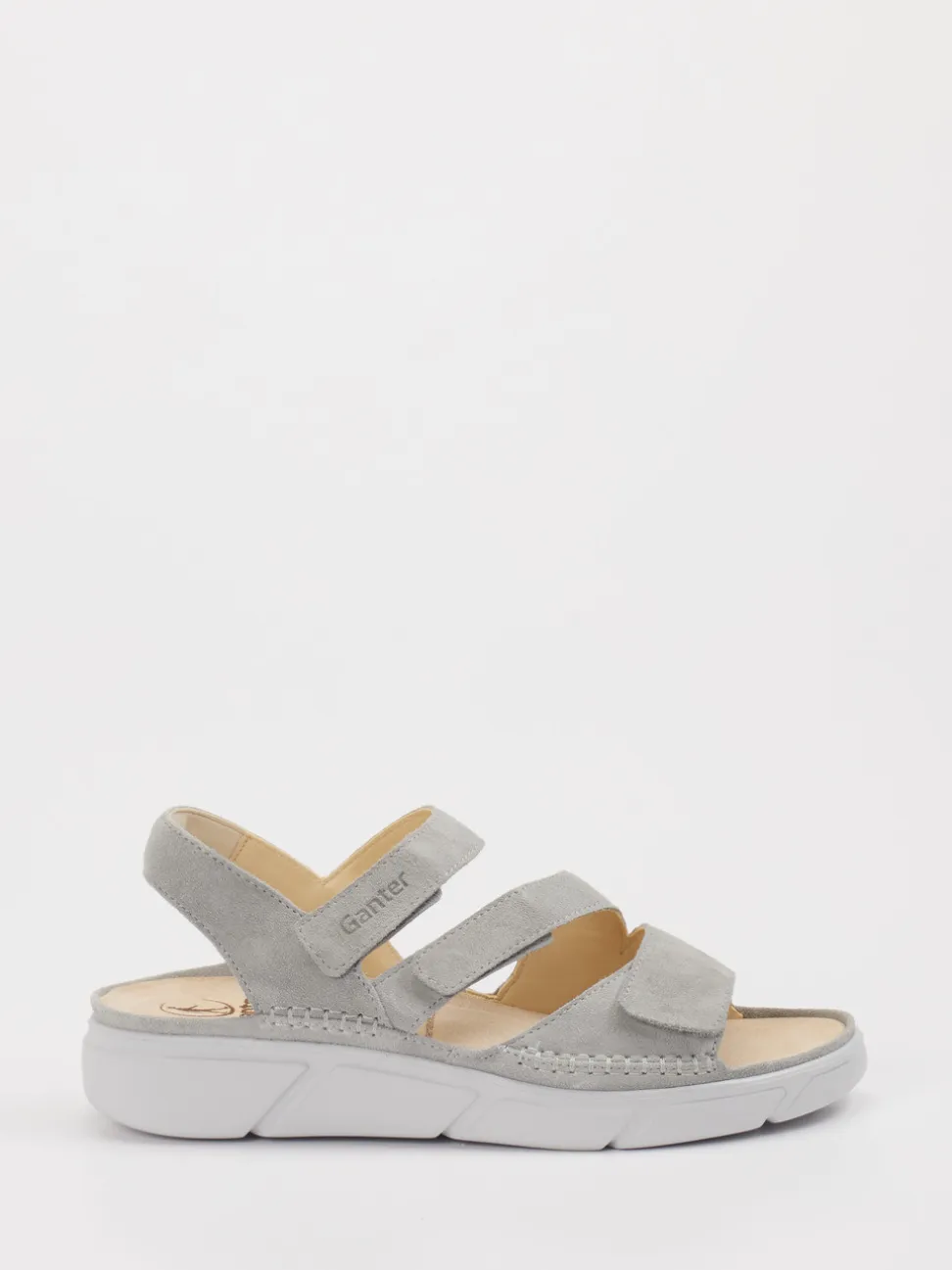 Ganter – Komfortsandalen aus Veloursleder hellgrau